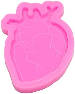 Moldes de silicone de emblema de coração brilhante e brilhante para moldes de silicone para polímeros de chave de argila de chaveiro