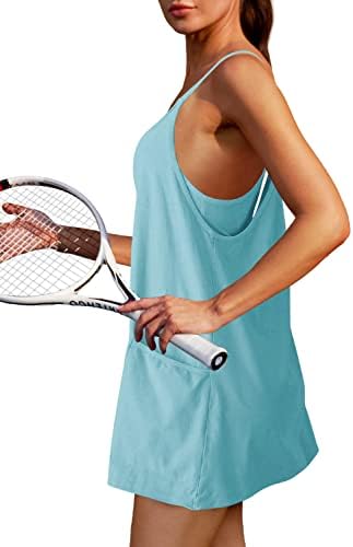NIROVIEN WOMENS Tennis Dress Workout Mini Dress com shorts Sleesess Spaghetti Straps Golf Athletic Vestres