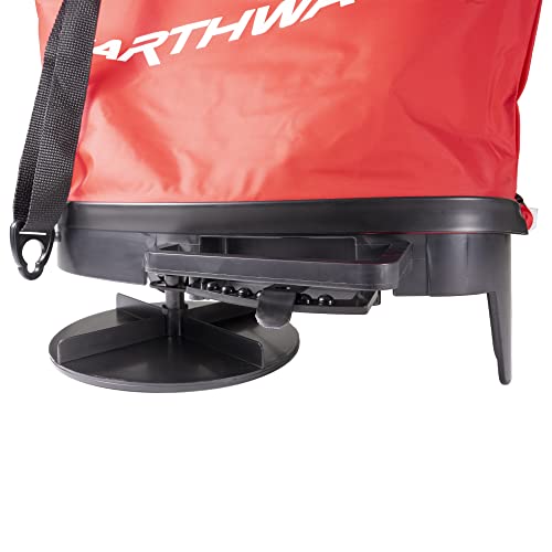 Earthway 2750 25lb de saco de nylon semeador/espalhado com alça de ombro transversal confortável, vermelho com posicionamento preciso com controle de espalhamento lateral e fechamento de mola fechado