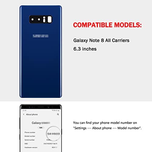 Uoofide Compatível para Samsung Galaxy Note 8 Tampa traseira Substituição de caixa de vidro de 6,3 polegadas SM-N950 Todas as transportadoras