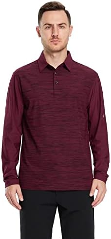 Camisas de golfe para homens seco ajuste curto e longa manga umidade performance pique pique heather casual golfe pólo camisetas