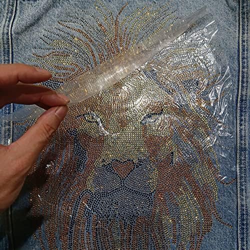 Leão requintado requintado de moda brilhante pasta de pano grande diamante lantejtrinho de lantejoutas de roupas de t-shirt
