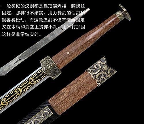 GLW KATANA espada chinesa Han Jian 8 lateral dobrado Damascus Steel Bainha de madeira de lâmina afiada
