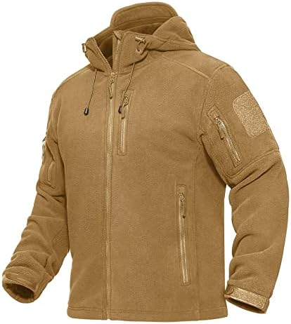 Magcomsen Men's Men's Fleece Capelie Jaqueta 5 Zip-Pockets Militar Casa Tática Militar Quente Caminhadas de Inverno ao ar livre