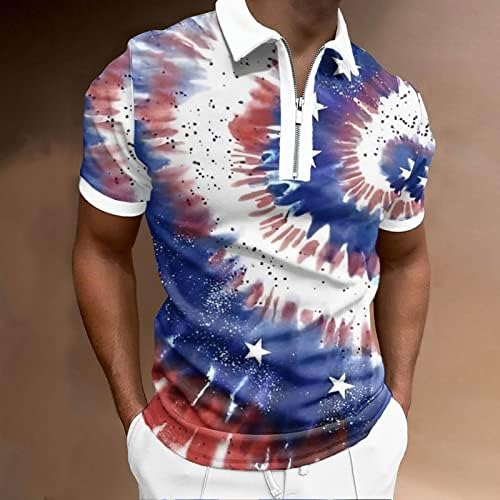 Camisas de pólo de bandeira dos EUA para homens Patriótico 4 de julho T-shirts Summer Summer Casual Mangas curtas Polos de esportes de golfe vintage