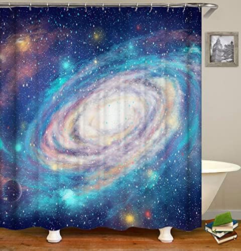 Cortinas de chuveiro, decoração de espaço sideral estrela, galáxia estrelada, homens meninos nebulosa universo planeta acessórios decoração cortina de banho de 72 x 72 polegadas de poliéster para o banheiro conjunto de cortinas com 12 ganchos