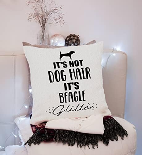 Não é cabelos para cachorro é beagle glitter arremesso de travesseiro de 18x18 polegadas de cachorro engraçado decoração com tema