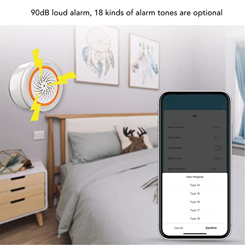 Alarme de som e luz, App Wireless App RemoT Alarm Compact Tamanho para uso doméstico