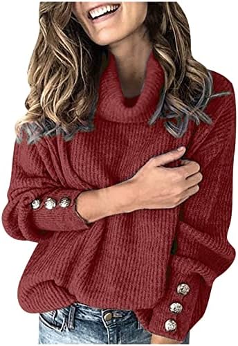 Suéteres elegantes femininos de cor sólida com gola alta de manga comprida suéter de alpinismo de malha comprido tops de jumper casual