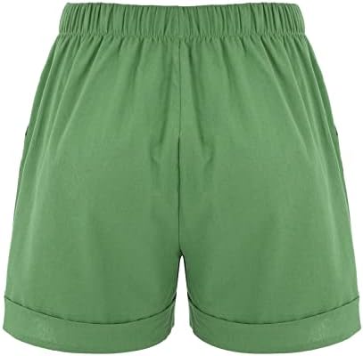 Shorts de linho para mulheres shorts de cintura alta casual de verão