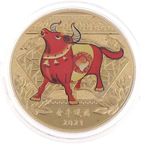 2021 Ano da moeda comemorativa Ox Coin chinês zodíaco zodíaco moeda de moedas artesanato artesanato de presente de