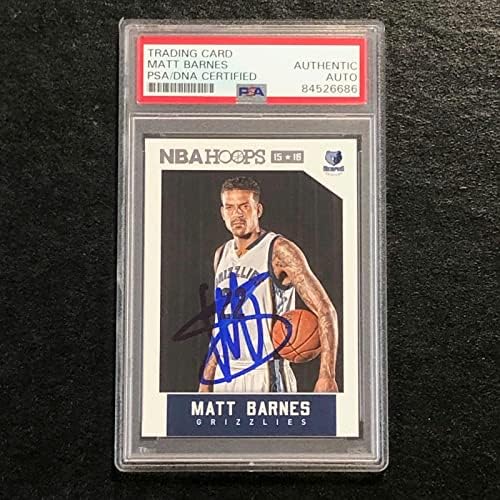 2015-16 NBA Hoops #184 Matt Barnes assinado Cartão Auto PSA Slabbed Grizzlies - Basketball Slabbed Cartis autografados