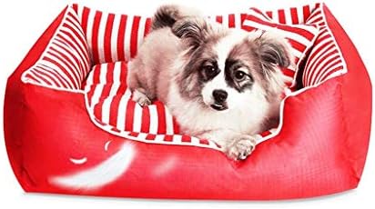 Cama de cachorro ortopédica vermelha mamawn - com espuma ortopédica ranhurada, almofada confortável de aro com algodão e fundo