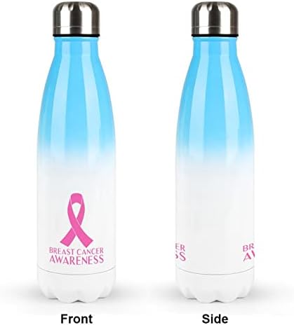 Rosa Câncer de mama Consciência da garrafa de água Isolada aço inoxidável coque caneca bebendo caneca com tampa à prova