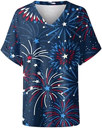 Blusa das mulheres Manga curta 4 de julho Patriótico Top Top Casual Bloups Camisetas camisas elegantes de camisetas elegantes