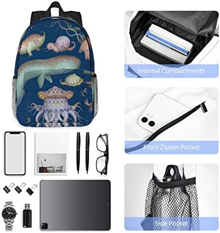 Mochila estampada de animal marinho koolr para homens mulheres impermeabilizadas de 15 polegadas de laptop de 15 polegadas Backpack casual Adequado para viagens, negócios