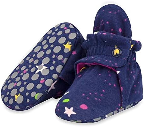 Botas de bebê de algodão orgânico Zutano unissex com solas de garra de garra, sapatos de bebê de sola de sola macia