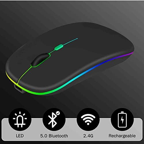 2.4 GHz e mouse Bluetooth, mouse LED sem fio recarregável para Zenpad 8.0 Z380kl também compatível com TV / laptop / PC / Mac / iPad Pro / Computer / Tablet / Android - Gold