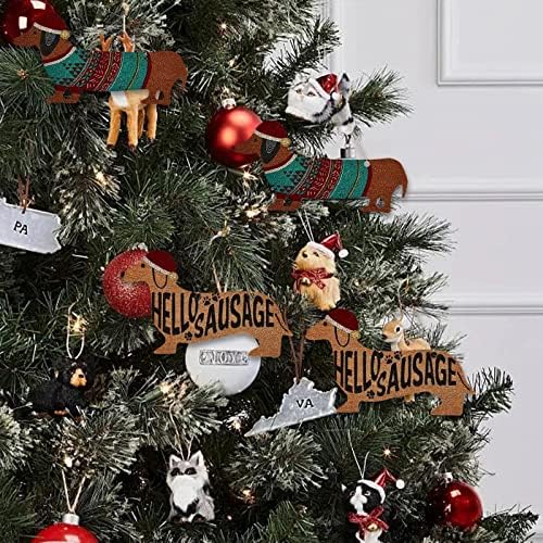 Adorável dachshund pingente de decoração de decoração de árvore de natal