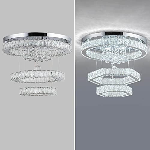 Lustre de lustre de cristal de zswanbei luminagem pendente de luminária 19,6 Aço inoxidável 3 lâmpadas de teto modernas para