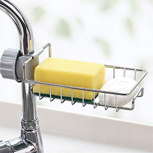 Torneira de aço inoxidável ajustável rack de rack de rack de cozinha rack rack para pano de sabão de banheiro e organizador de esponja FSL