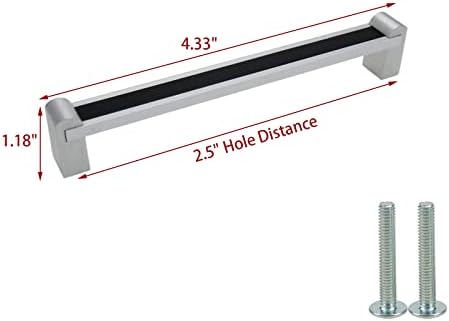 MEPROTAL 4PCS Gabinete de alumínio Pulls, gaveta de cozinha fosco Hardware de móveis, lasca e preto - 160mm/6,3 Distância do orifício