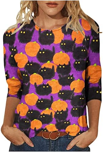 Halloween tops femininos de moda feminina impressa de camiseta solta