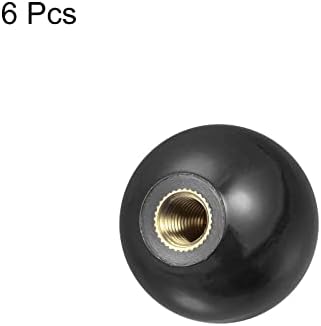 Uxcell 6pcs maçaneta de bola rosqueada, fêmea m8 feminina feminina Termoseset Botão 1.18 '' Dia preto redondo alças