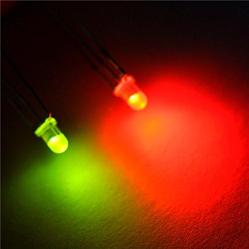 100pcs x 3mm de LEDs de ânodo comum de 3 pinos difusos de vermelho/verde de 3 pinos