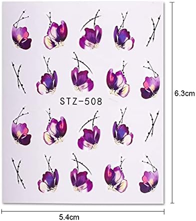 1 folhas coloridas roxas fantacy flores adesivas de unhas de manicure Decalques de manicure Decoração de decoração para unhas TRSTZ509 | adesivos e decalques | - -