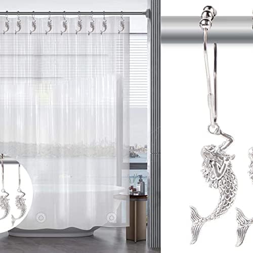 URTAINGS 12 PCS PCS Decorativo Ringas de cortina de chuveiro Ring home banheiro de aço inoxidável esqueletos à prova de ferrugem