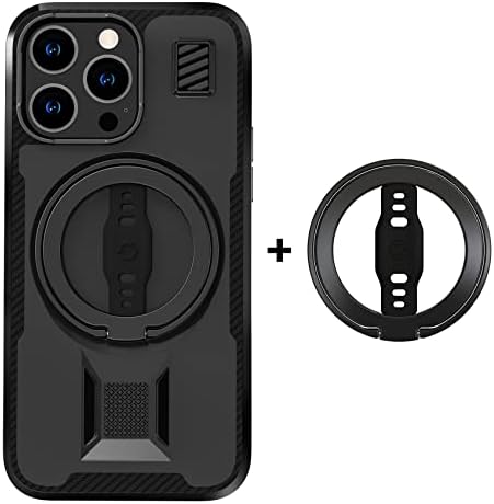 EWA projetado para iPhone 14 Pro Max Case Compatível com MagSafe com suporte de anel, punho de cinta, ímã duplo Beck para Metal &