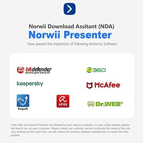 Apresentador sem fio Remoto Recarregável, Norwii N76 Remote Remote for PowerPoint Apresentação Clicker 330ft, Slide Advancer Support Volume/Hyperlink/Key-Customized…