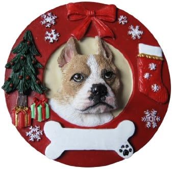 E & S Pets Pit Bull Fawn e White Personalized Christmas Ornament