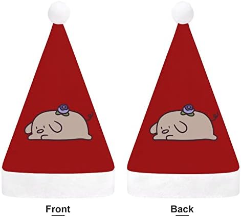 Chapéu de natal de porco mirtilo chapéu de natal e bom chapéus de Papai Noel com borda de pelúcia e decoração de natal de revestimento