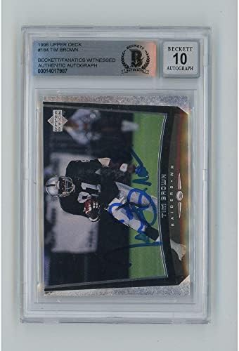 Tim Brown Oakland Raiders autografou 1998 Upper Deck #184 Beckett Fanatics Testemunhou autenticação 10 Cartão - Cartões de futebol autografados da NFL