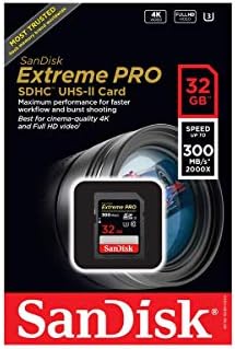 Sandisk 32GB SDHC SD Extreme Pro UHS-II Cartão de memória Funciona com Canon Eos M6 Mark II, Câmera Digital da EOS 90D Pacote 4K V30 com tudo, menos Stromboli 3.0 Card Reader