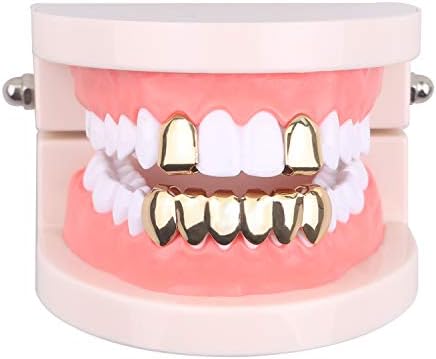 Tsanly Gold Grillz dentes de boca de 24k Gold de ajuste personalizado de ajuste de 24k Caps de tampas de tampa e inferior