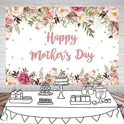 Mocsicka Feliz Dia das Mães Aquarela Floral Dots Golden Photografia Backgrody Vinyl Happy Day da Mãe Bolo de Tabelas