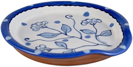 American fez a colher de cozinha de cerâmica de terracota, no estilo Delft, azul de flores silvestres