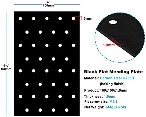 6 PCs Black Plate Suplens Comprimento 6¼ , Largura 4 Espessura da junta de metal 1,9 mm, aço Plante de reparo de aço Placa de reparo