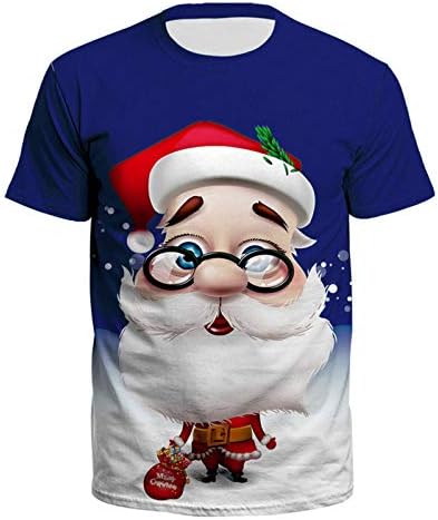 Amantes Natal engraçado Papai Noel Papai Noel Manga curta redonda de camiseta do pescoço de pescoço