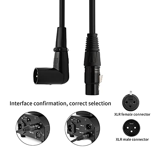 Cabo do microfone Oluote XLR, xlr macho para ângulo reto Cabo fêmea de 3 pinos XLR a XLR Cabo XLR Mic Patch Audio Cable Tord Work