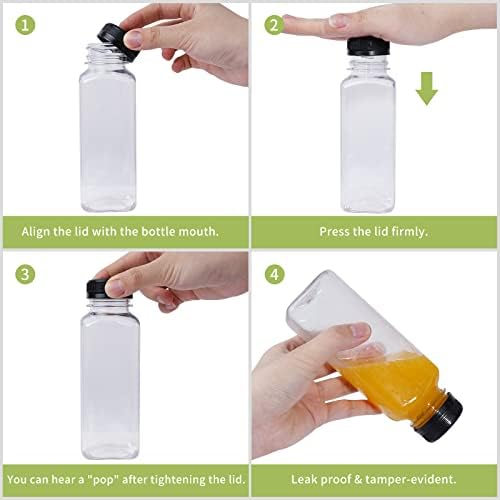Garrafas de suco de plástico hiqqugu 8 oz, recipientes de bebidas a granel transparentes, podem ser usadas para leite,