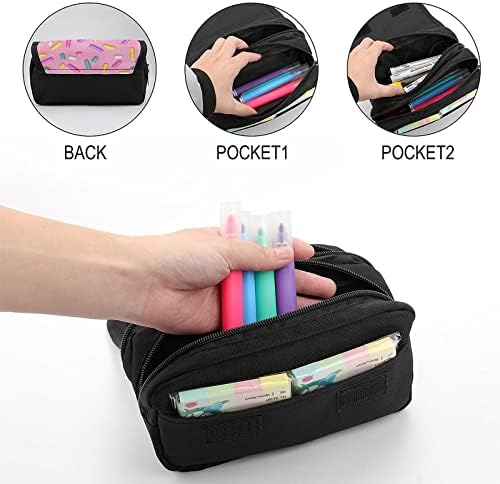 Esmalte de donut rosa Caso de lápis de grande capacidade para vários saco de lápis bolsa de armazenamento portátil de