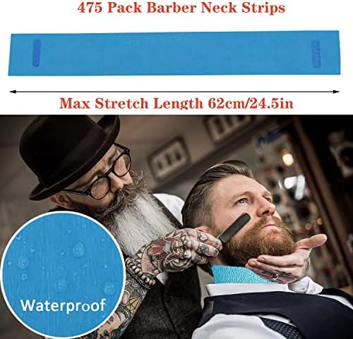Tiras de papel de barbeiro descartáveis ​​com barbeiro de espanador de pescoço e escova de salão, hapão de cabeleireiro e rolo de papel de papel de pescoço para salão de cabelo para colorir spa para colorir spa Blue pack de 5