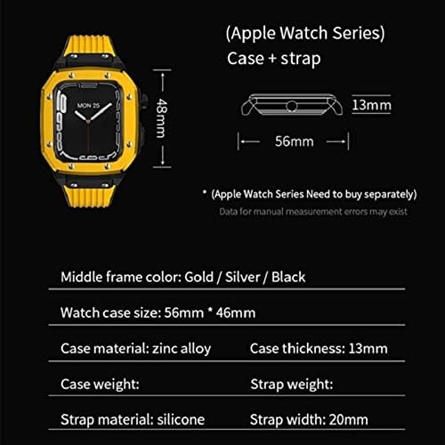 Caixa de relógio de liga de liga Kanuz para a série Apple Watch Series 8 7 6 5 4 SE 45mm 44mm 42mm Metal de borracha de metal