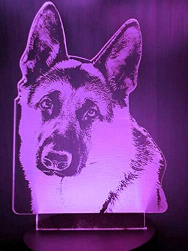 Superiorvznd 3d Shepherd Dog Wolf Night Control Remoto Controle Remoto Power Power Touch Toubo de mesa Lâmpadas de ilusão óptica 16 Luzes de cor de cor Decoração de Natal Presente de aniversário de Natal
