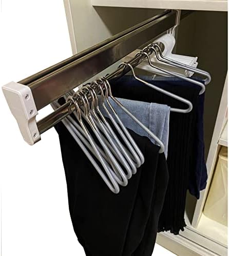 Roupa de roupas de tração telescópica de 30 a 80 cm, calça doméstica haste de aço inoxidável branco pendurado calças de guarda-roupa e rack de armazenamento de casaco