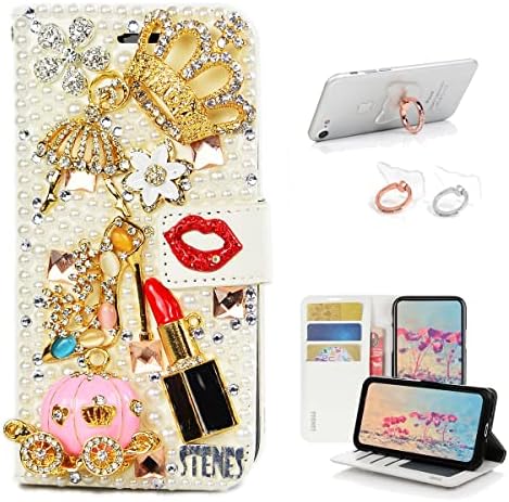 Caixa da carteira de Stenes Bling Compatível com Samsung Galaxy S23 Plus Case - Stylish - 3D Crown Handmade Ballet Girls